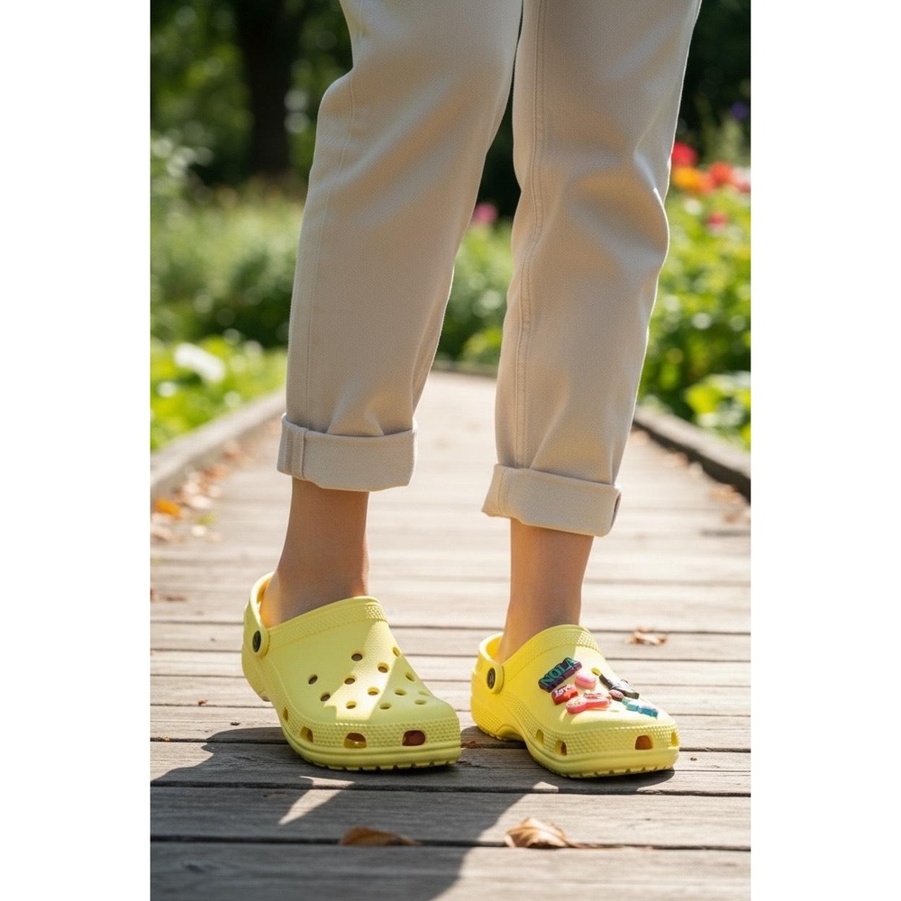 Crocs Clog Unisex Yellow Classic Jibbitz Customizable Comfortable Size‎ M5/W7